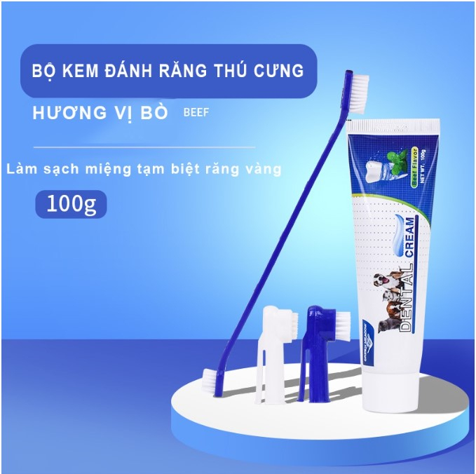 Bộ kem đánh răng cho chó ăn được Hipipet Delta Cream