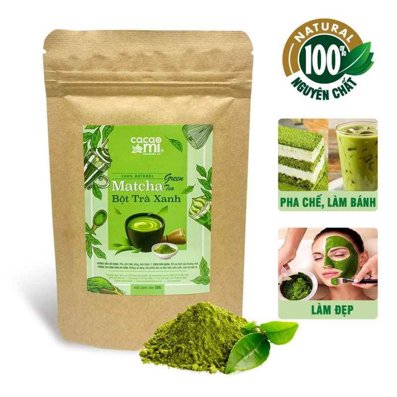 Bột Matcha Trà Xanh nguyên chất CACAOMI Green Tea