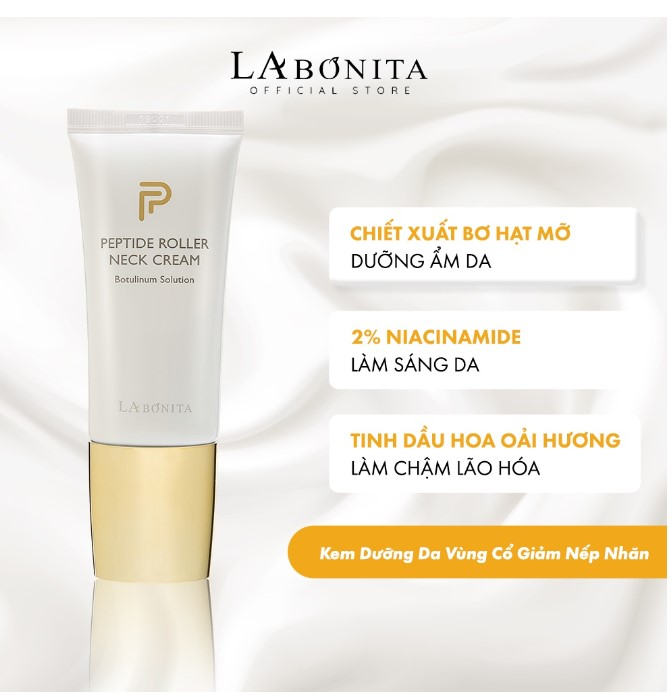 Kem dưỡng da giảm nếp nhăn vùng cổ La Bonita Peptide Roller Neck Cream