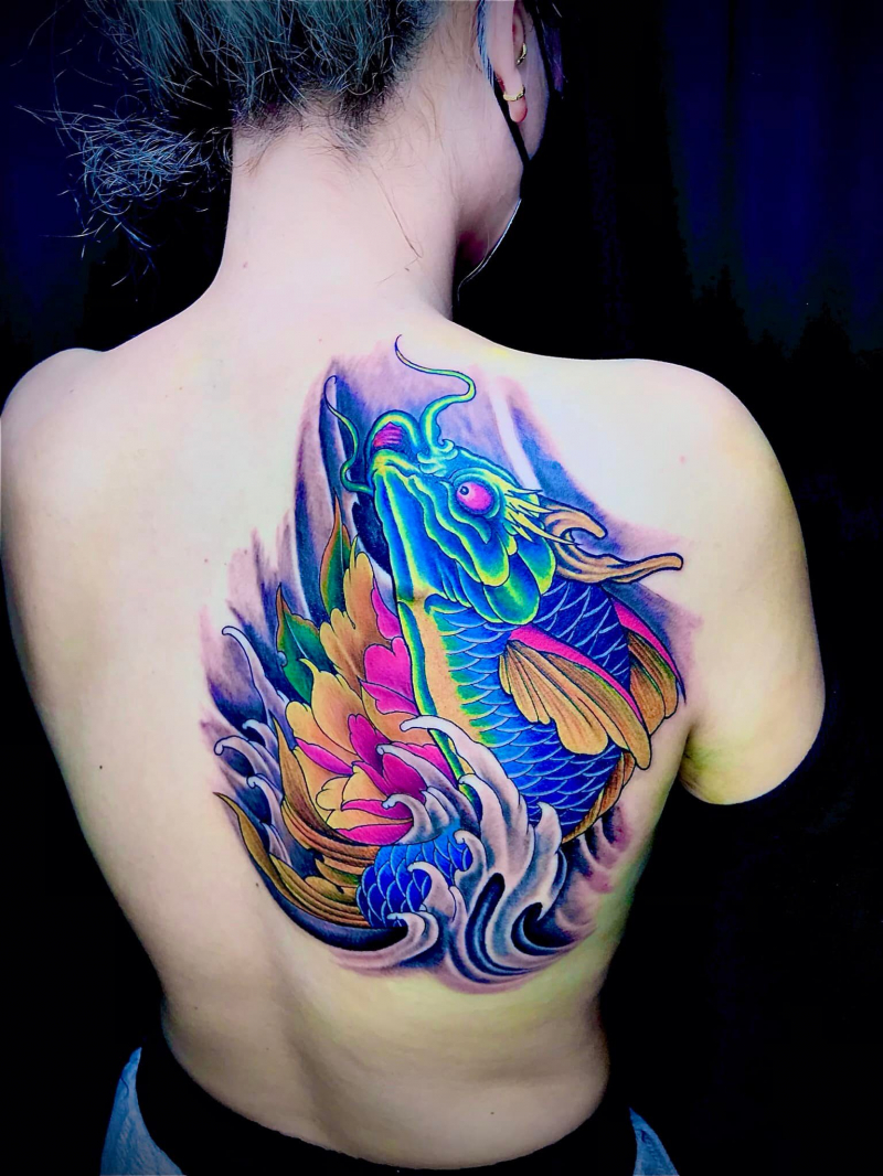 Leo Nghia Tattoo - Cá chép hóa rồng.