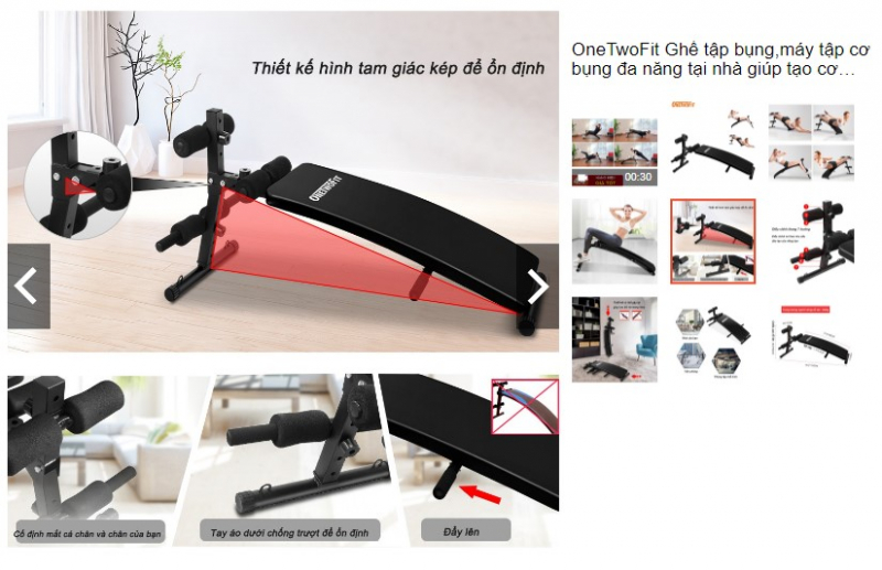 Máy tập cơ bụng OneTwoFit