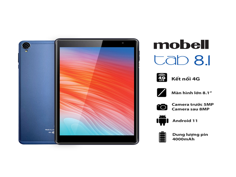 Máy tính bảng Mobell Tab 8.1 Android 11