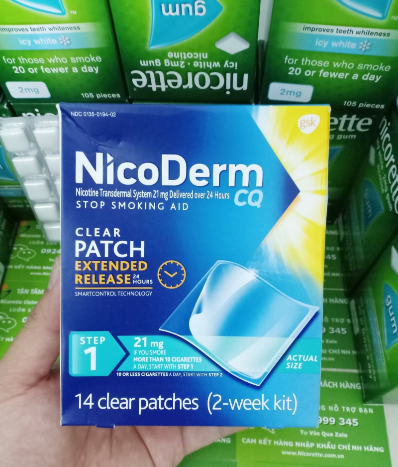 Miếng dán cai thuốc lá Nicoderm CQ