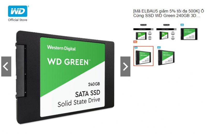 Ổ cứng SSD WD Green 240GB 3D NAND-WDS240G2G0A