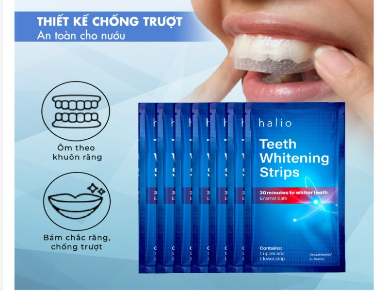 Miếng dán trắng răng Halio Teeth Whitening Strips