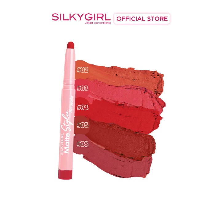 Son bút chì mịn mượt lâu phai Silkygirl Matte Styler Slim Lipcolor