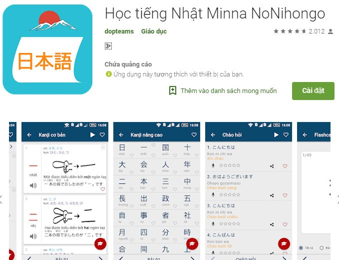 Học tiếng Nhật Minna NoNihongo