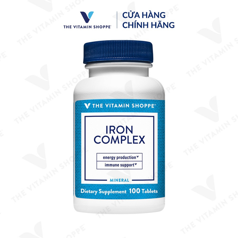 Viên uống bổ sung sắt giảm nguy cơ thiếu máu THE VITAMIN SHOPPE Iron Complex 100 viên