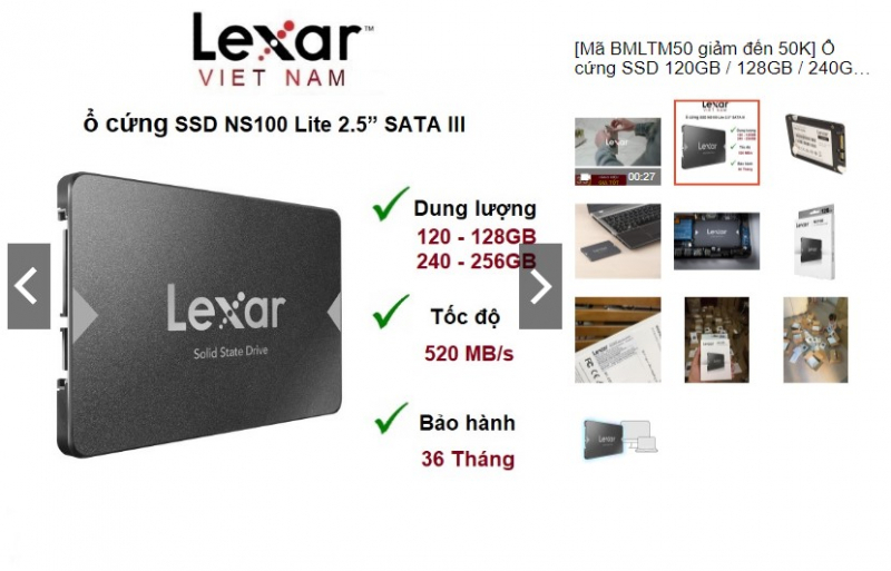 Ổ cứng SSD 128B Lexar NS100 Lite 2.5” SATA III